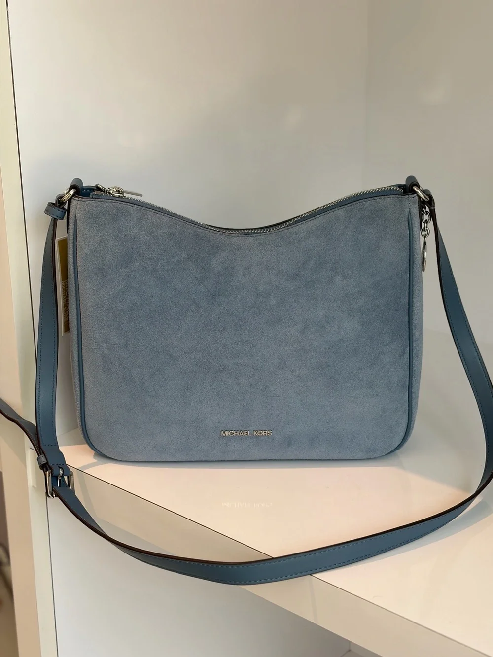 Michael Kors Blue Denim Suede Crossbody Bag